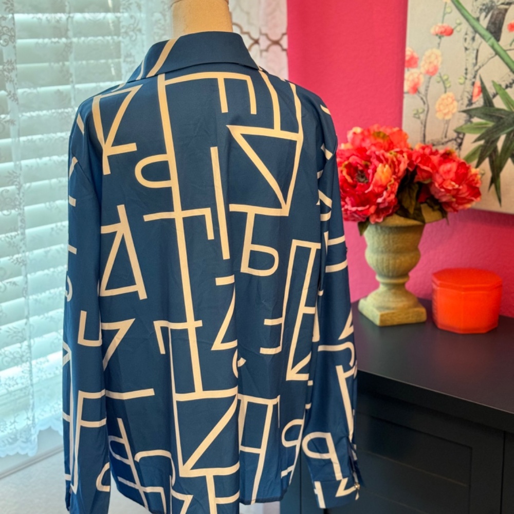 blue button down top - Picture 2 of 2